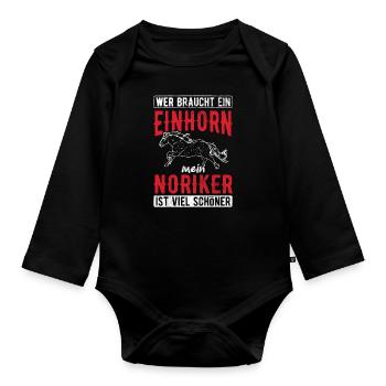 Pferd Noriker Pferde - Baby Bio-Langarm-Body - Schwarz - Vorne