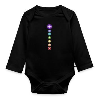 Yoga Meditation Spiritual Body Energy Chakras - Organic Longsleeve Baby Bodysuit - black - Front