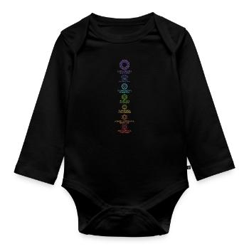 Yoga Meditation Spiritual Body Energy Chakras - Organic Longsleeve Baby Bodysuit - black - Front