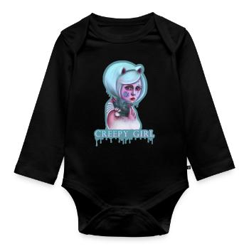 Creepy Girl Pastel Goth Girl Kawaii - Body Bébé bio manches longues - noir - Devant