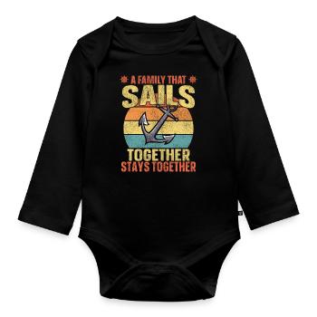 Sailing Anchor Retro Family Sails - Body Bébé bio manches longues - noir - Devant