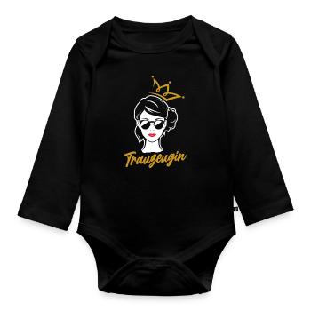 Ich Bin Trauzeugin Lustiges Trauzeugin Geschenk - Baby Bio-Langarm-Body - Schwarz - Vorne