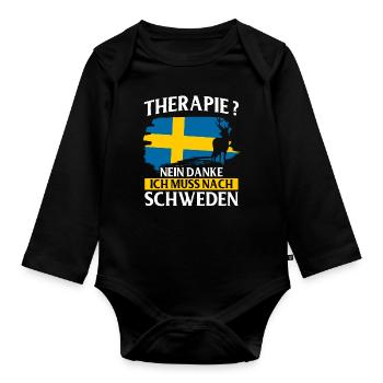 Schweden Flagge Skandinavien Stockholm Fußball - Baby Bio-Langarm-Body - Schwarz - Vorne
