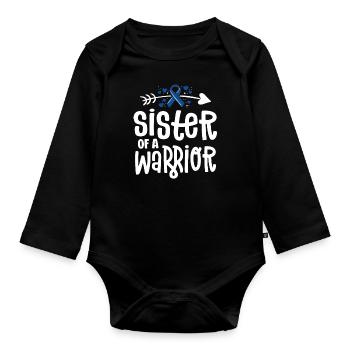 Schwester einer Krieger-Blauen Familie Darmkrebs - Baby Bio-Langarm-Body - Schwarz - Vorne
