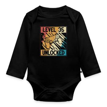 35th birthday Gamer 35 years - Organic Longsleeve Baby Bodysuit - black - Front