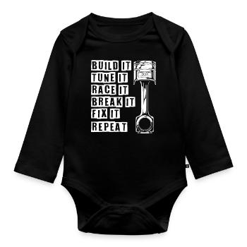 Build It Tune It Race It Break It Fix It Repeat - Body Bébé bio manches longues - noir - Devant