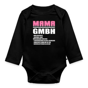 Mama GmbH Mutter Muttertag Geschenk - Baby Bio-Langarm-Body - Schwarz - Vorne