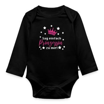 Prinzessin Lustiger Spruch Mädchen - Baby Bio-Langarm-Body - Schwarz - Vorne