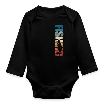 Fishing Rétro Vintage - Body Bébé bio manches longues - noir - Devant