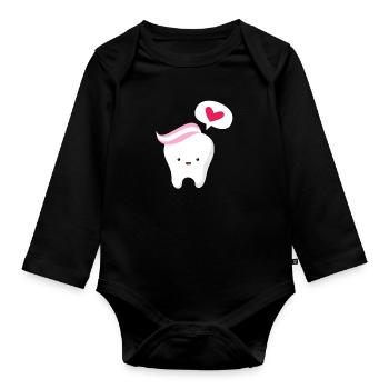 Dentiste Dentiste Dentiste Dentist Dents Cadeau - Body Bébé bio manches longues - noir - Devant