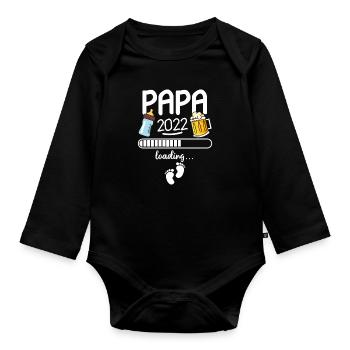 Papa 2022 Loading Werdender Vater Ankündigung - Baby Bio-Langarm-Body - Schwarz - Vorne