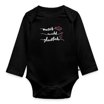 Papierschiff Papierboot Anker Meer - Baby Bio-Langarm-Body - Schwarz - Vorne