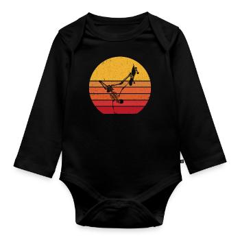 Dabbing Skeleton Skateboard - Dab Skater Retro - Baby Bio-Langarm-Body - Schwarz - Vorne
