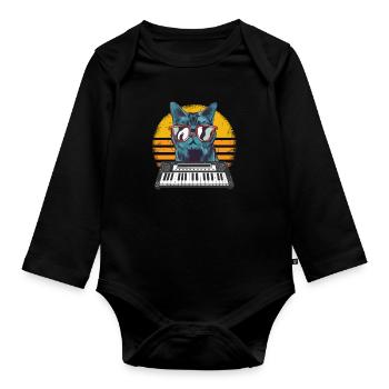 Synthétiseurs analogiques Cat Retro Sunset - Body Bébé bio manches longues - noir - Devant