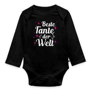 Beste Tante der Welt - Baby Bio-Langarm-Body - Schwarz - Vorne