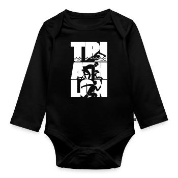 Triathlon Ausdauer Sport - Baby Bio-Langarm-Body - Schwarz - Vorne
