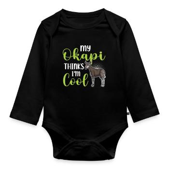 Okapi Giraffe Africa Safari Zebra Wild Animals - Organic Longsleeve Baby Bodysuit - black - Front