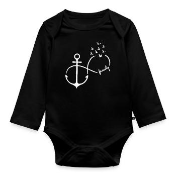 Infinie Famille oiseaux volants Ancre - Body Bébé bio manches longues - noir - Devant