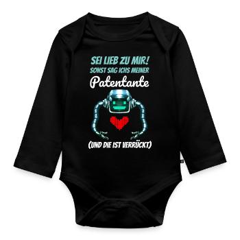 Patentante Patenkind T-Shirt als Geschenkidee - Baby Bio-Langarm-Body - Schwarz - Vorne