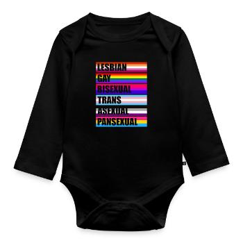 Drapeaux LGBT - Body Bébé bio manches longues - noir - Devant