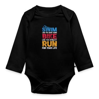 Triathlon - Organic Longsleeve Baby Bodysuit - black - Front