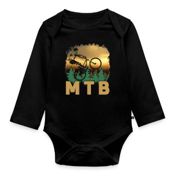 Vintage Retro Mountain Bike MTB Downhill Biking - Body Bébé bio manches longues - noir - Devant
