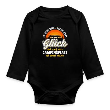 Camping Camper Camperin Geschenkideen - Baby Bio-Langarm-Body - Schwarz - Vorne