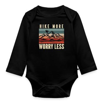 Hiker Hiking Retro Vintage Hike - Baby Bio-Langarm-Body - Schwarz - Vorne