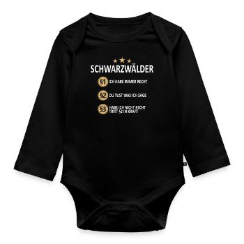 Schwarzwald Schwarzwälder Heimat Spruch - Baby Bio-Langarm-Body - Schwarz - Vorne