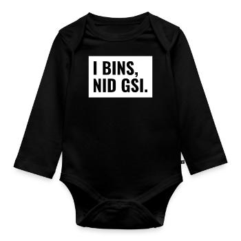 Gsiberger Vorarlberg Lustiger Dialekt Spruch - Baby Bio-Langarm-Body - Schwarz - Vorne