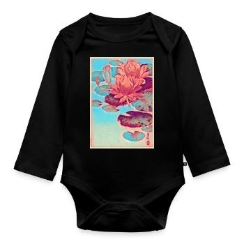 Nénuphars Art japonais - Body Bébé bio manches longues - noir - Devant