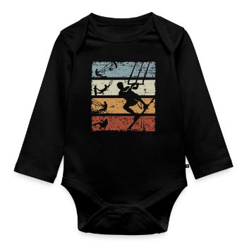 Vintage Kiteboarding - Baby Bio-Langarm-Body - Schwarz - Vorne