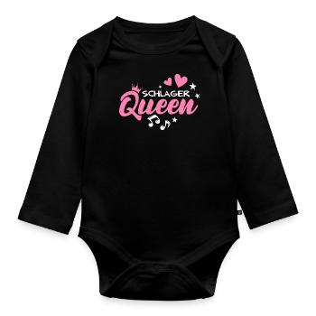Schlager Queen Party Musik - Baby Bio-Langarm-Body - Schwarz - Vorne