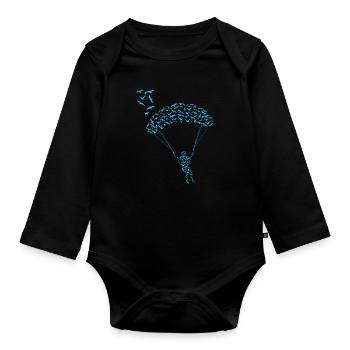 Paraglider Flock Bird Paraglider - Organic Longsleeve Baby Bodysuit - black - Front