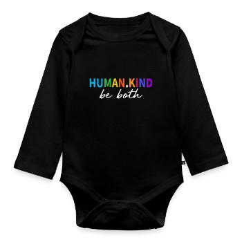 Humanité Soyez à la fois rétro couleurs gentillesse cool cadeau - Body Bébé bio manches longues - noir - Devant