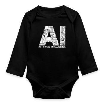 IA Intelligence Artificielle - Body Bébé bio manches longues - noir - Devant