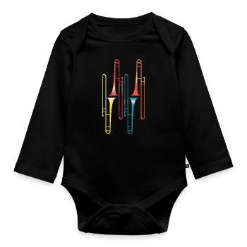 Musique de groupe de trombone rétro - Body Bébé bio manches longues - noir - Devant