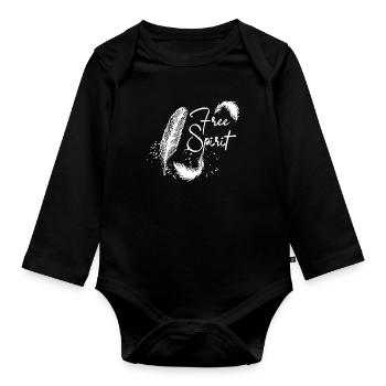Free Spirit - Feather - Feder - Baby Bio-Langarm-Body - Schwarz - Vorne