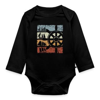 Rétro Sailor Vintage - Body Bébé bio manches longues - noir - Devant