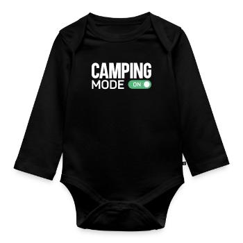 Camping Mode On Tent - Baby Bio-Langarm-Body - Schwarz - Vorne