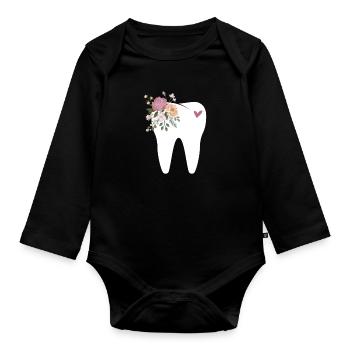 Dentiste Dentiste Dentiste Dentist Dents Cadeau - Body Bébé bio manches longues - noir - Devant