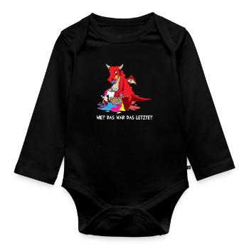 Dragons comme le dernier dragon mange la licorne - Body Bébé bio manches longues - noir - Devant