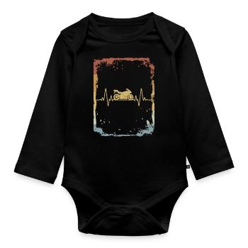 Vintage Heartbeat Motorbike - Baby Bio-Langarm-Body - Schwarz - Vorne