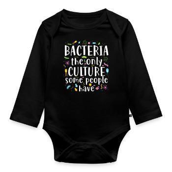 Bacteria Pun Drôle de science Vêtements - Body Bébé bio manches longues - noir - Devant