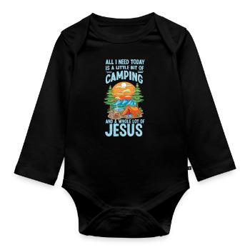 Jesus Coffee & Tente de camping - Body Bébé bio manches longues - noir - Devant