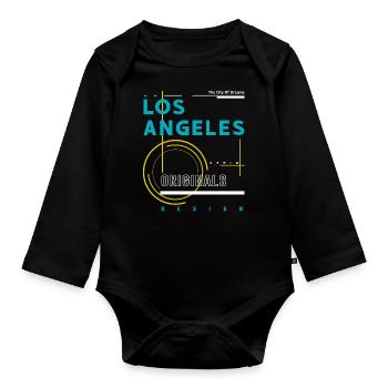 Los Angeles Streetwear Schriftzug Kalifornien - Baby Bio-Langarm-Body - Schwarz - Vorne