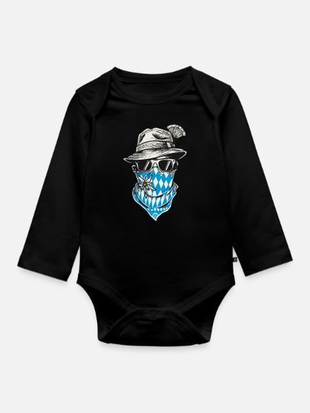Bayrischer Lausbua Bayern Bua Trachten Shirt Cool - Baby Bio-Langarm-Body - Schwarz