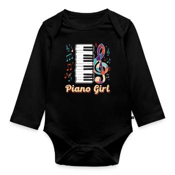 Piano Girl Pianist Keyboard Instrument Musician - Baby Bio-Langarm-Body - Schwarz - Vorne