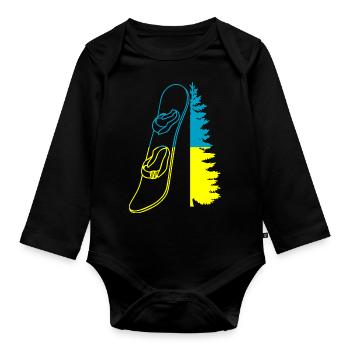 Snowboard Snowboarder - Baby Bio-Langarm-Body - Schwarz - Vorne