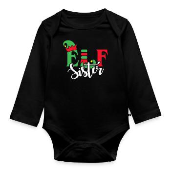 Elf Schwester Weihnachten Familie Matching - Baby Bio-Langarm-Body - Schwarz - Vorne